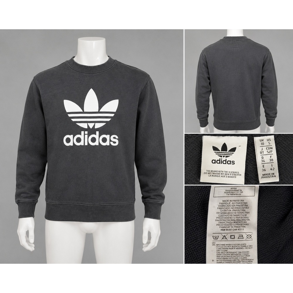 Adidas Trefoil Logo Crewneck Sweatshirt Black Men's Size S